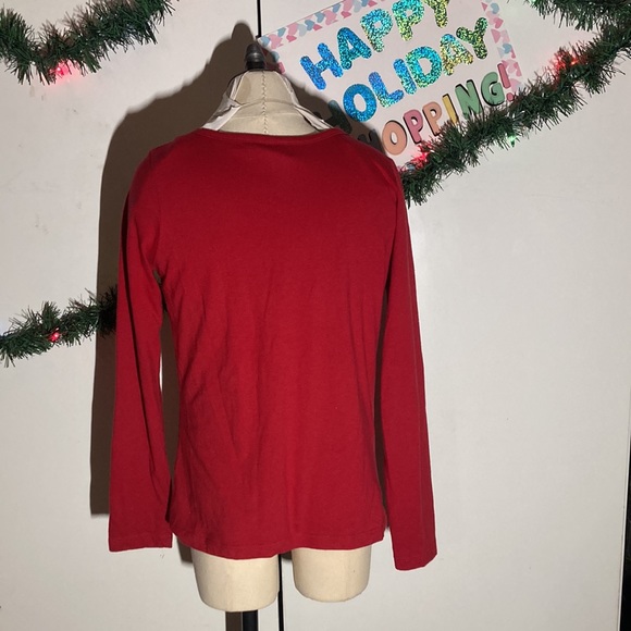 NiteNite Santa Face Size M Long Sleeve Red Night Shirt 60% Cotton 40% Polyester - Picture 6 of 6